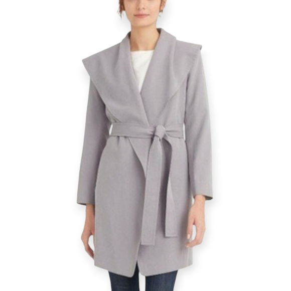 Club Monaco Hanne Wrap Lyocell Trench Coat Light Gray XS - Picture 1 of 16